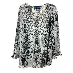 Susan Graver Weekend Chiffon Babydoll Blouse Size 1X